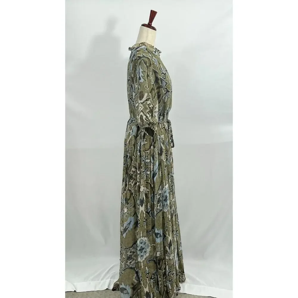 HANNAH ARTWEAR Sz 2 M Medium Oceanus Belted Maxi Dress Shaila Print - Picture 5 of 10